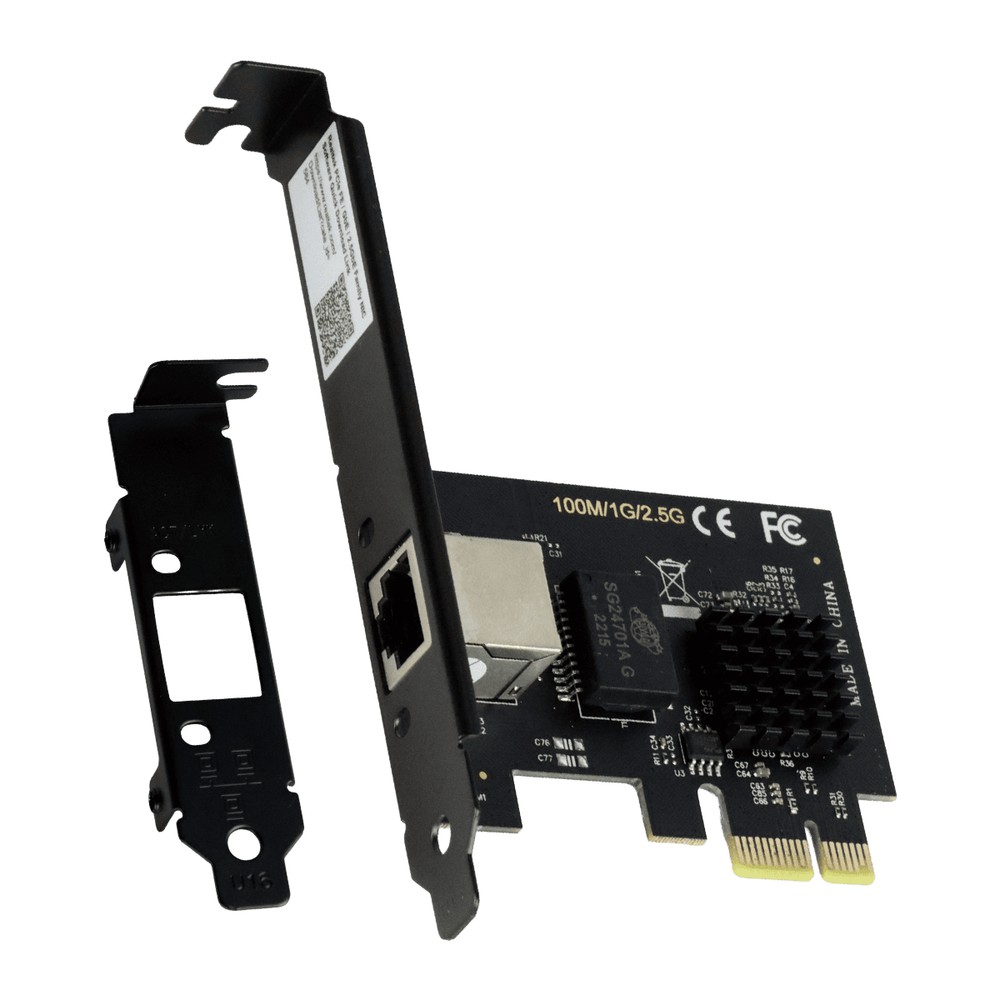Placa de rede PCYES gigabit 2.5G pci-e X1 espelho preto | LC2500-1P