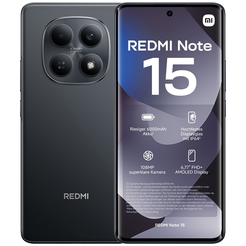 Celular Xiaomi Redmi Note 15 6GB de RAM / 128GB / Tela 6.77" / Dual Sim LTE - Preto (global)