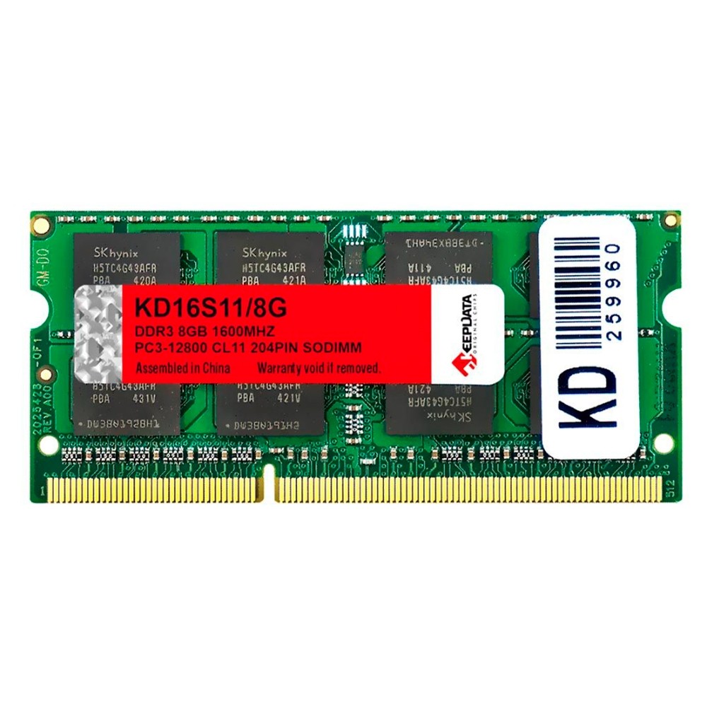 Memória RAM KeepData KD16S11/8G 8GB DDR3 1600MHz SODIMM Para Notebook PC Laptop Alta Performance Upgrade Estabilidade 1.5V