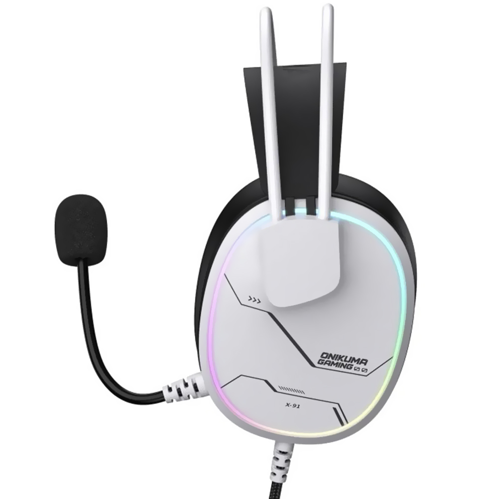 Fone de Ouvido Gamer Onikuma X91 RGB com Fio 50mm Branco