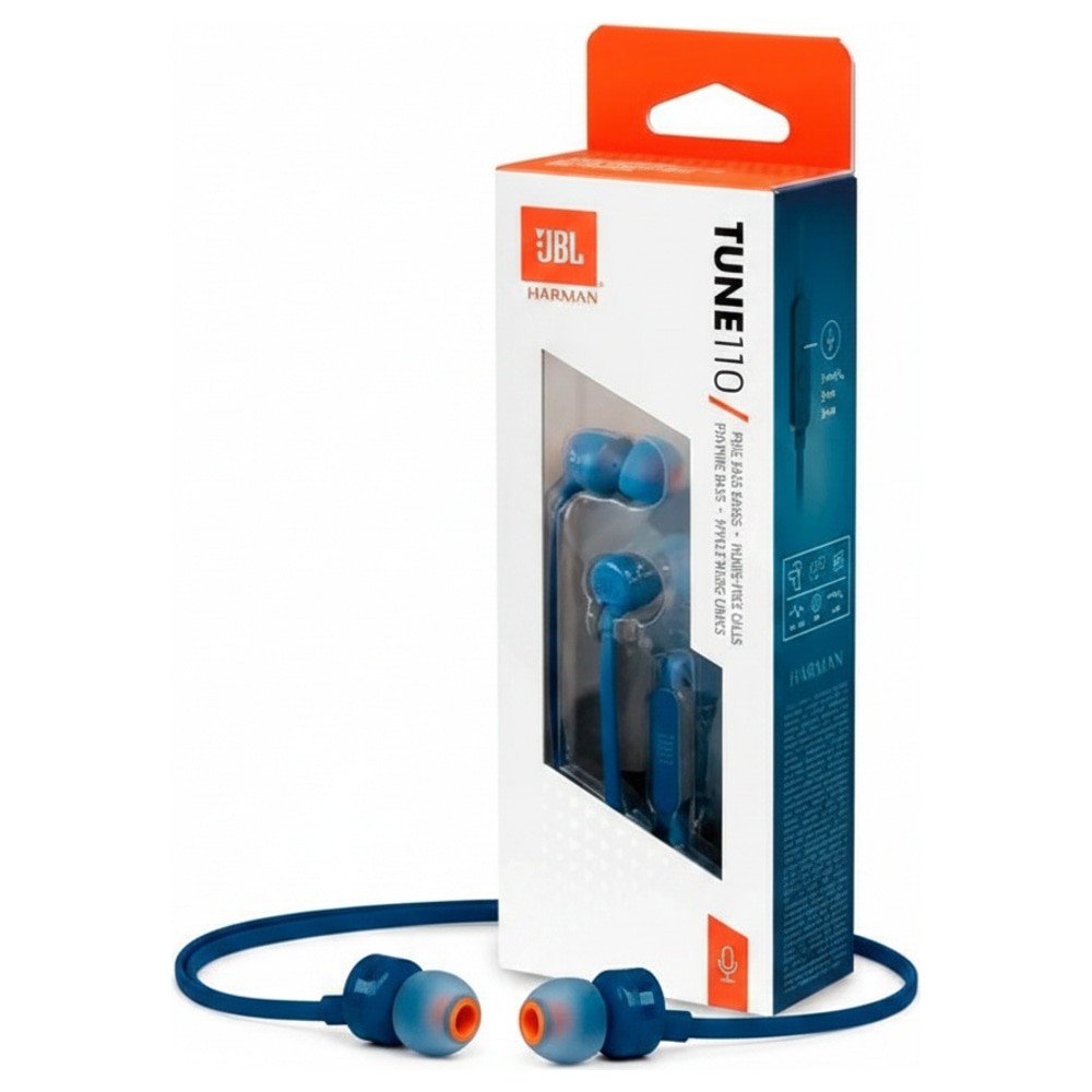Fone de Ouvido JBL T110 Intra-Auricular com Microfone Azul