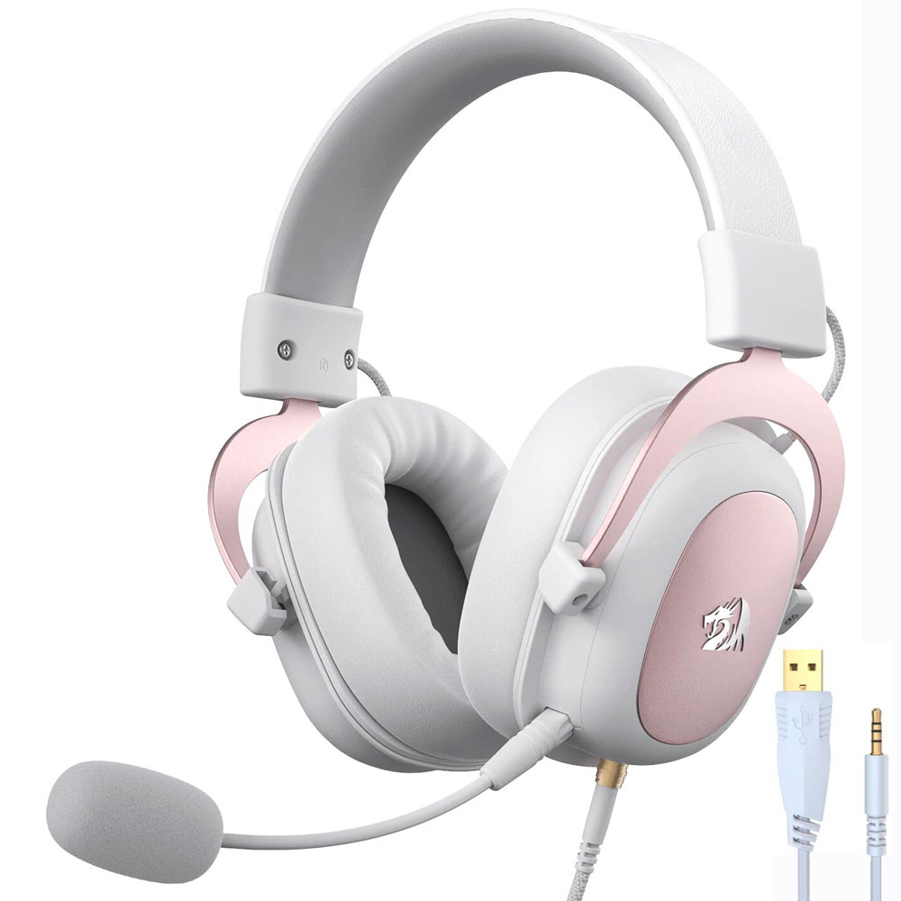 Fone de Ouvido Gamer Redragon H510W Zeus 2 com Fio Drivers de 53mm Branco