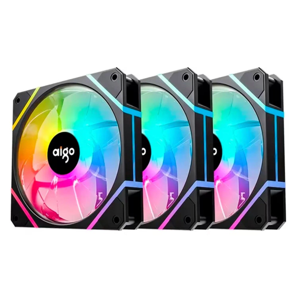 Cooler Fan para Gabinete Aigo AM12 Pro RGB 3 em 1 - Preto