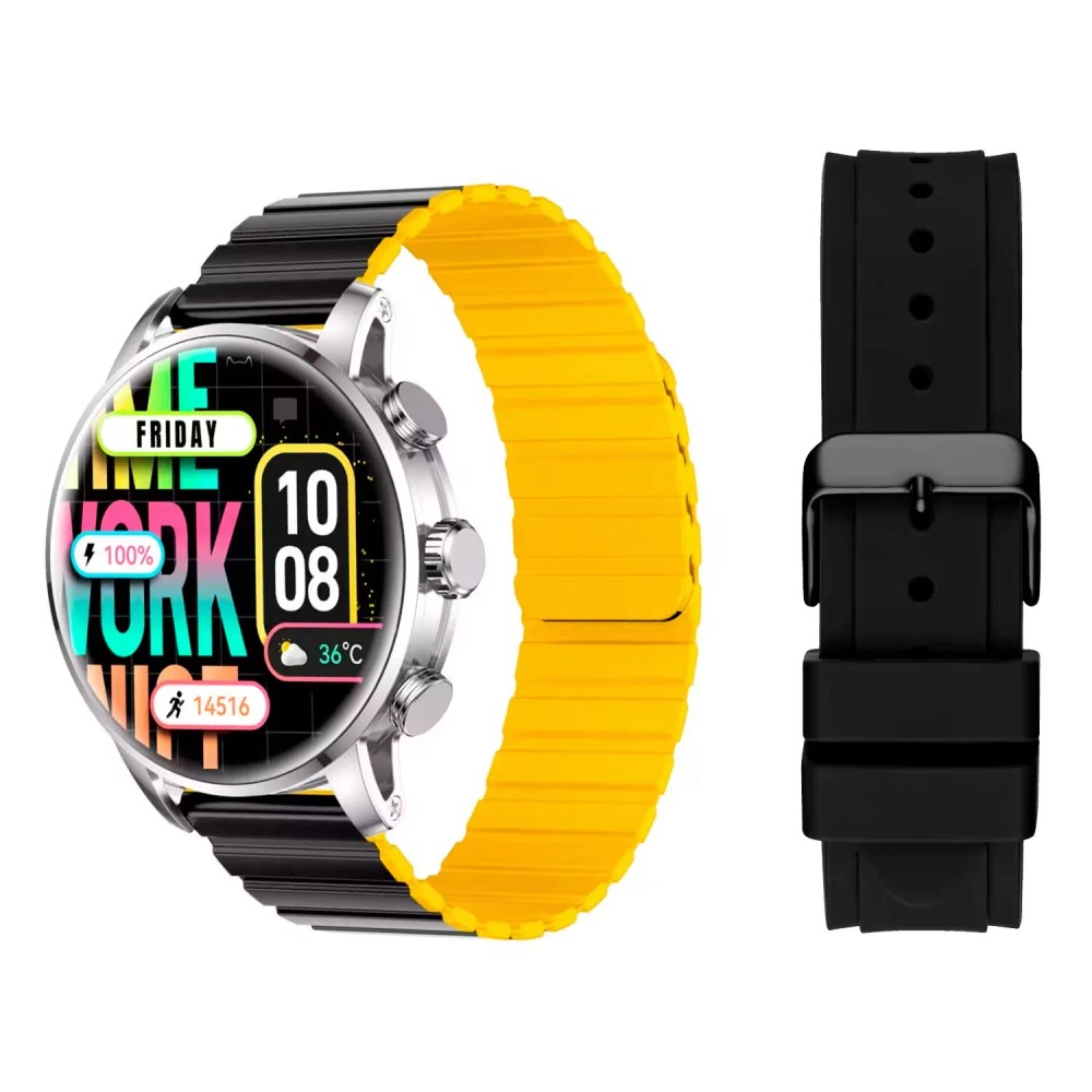 Smartwatch Kieslect KR2 com Chamadas Preto e Amarelo