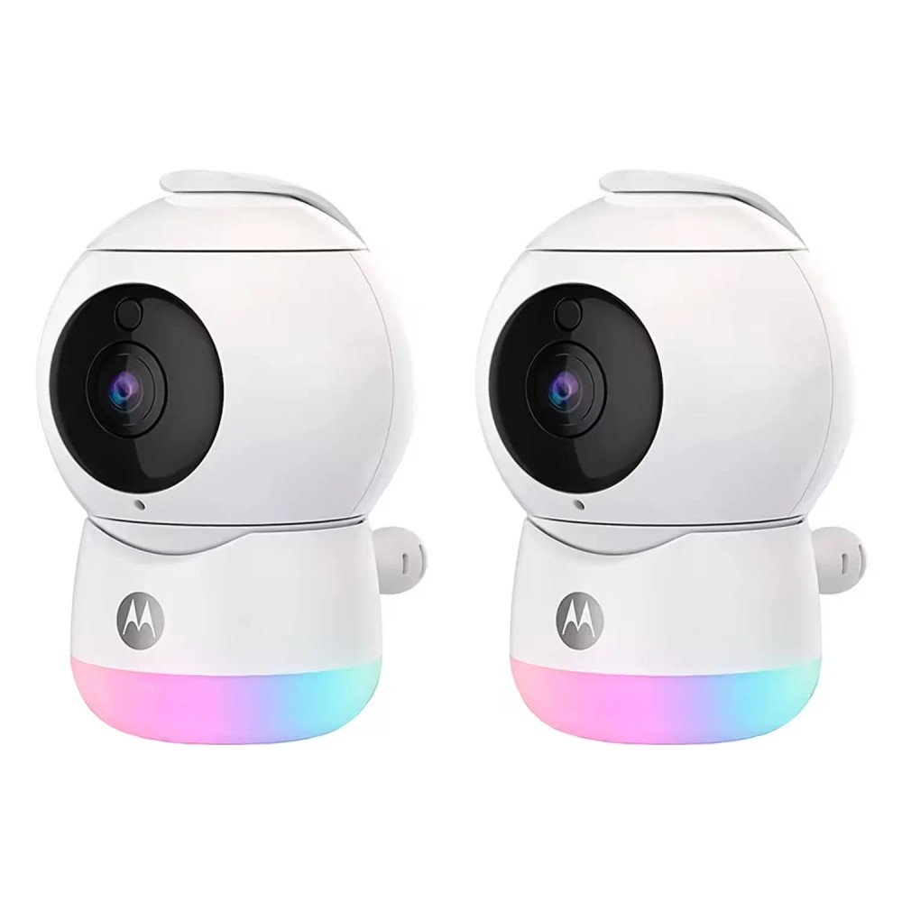 Câmera de Segurança Motorola Peekaboo Twin-W Full HD Wi-Fi Branco Visão Noturna Detecção de Movimento 2 Câmeras Monitoramento Infantil