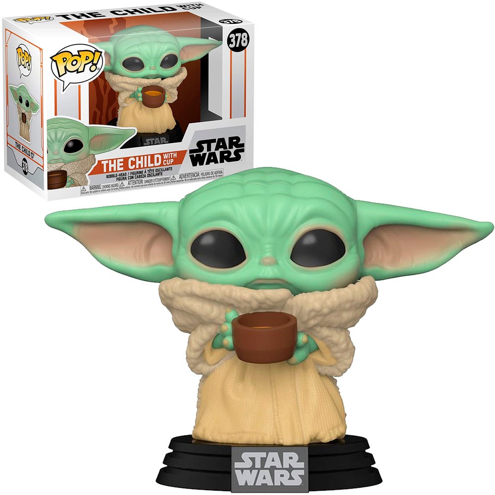 Boneco Funko Pop Star Wars The Mandalorian The Child With Cup Baby Yoda 378 Vinil Original