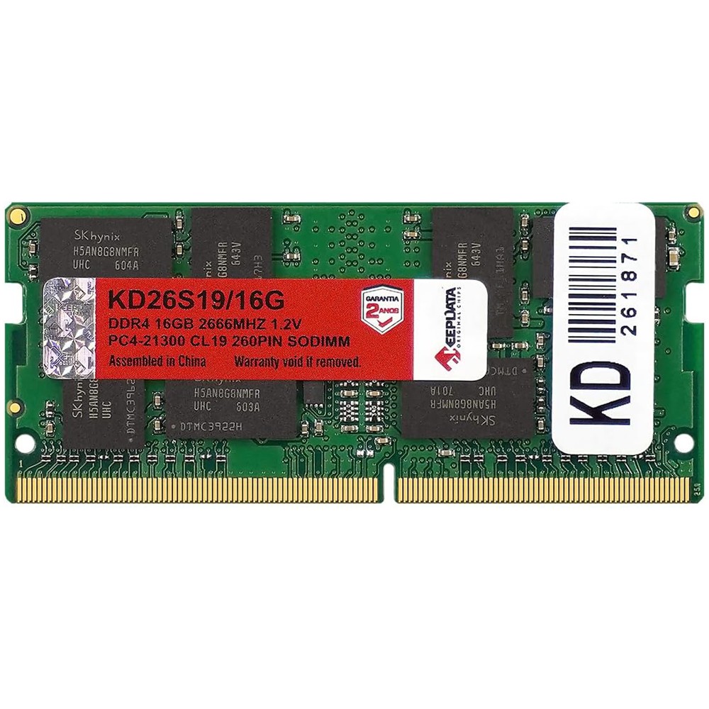 Memória RAM Notebook KeepData KD26S19/16G 16GB DDR4 2666MHz SODIMM CL19 1.2V Alta Performance Upgrade Laptop PC Desktop