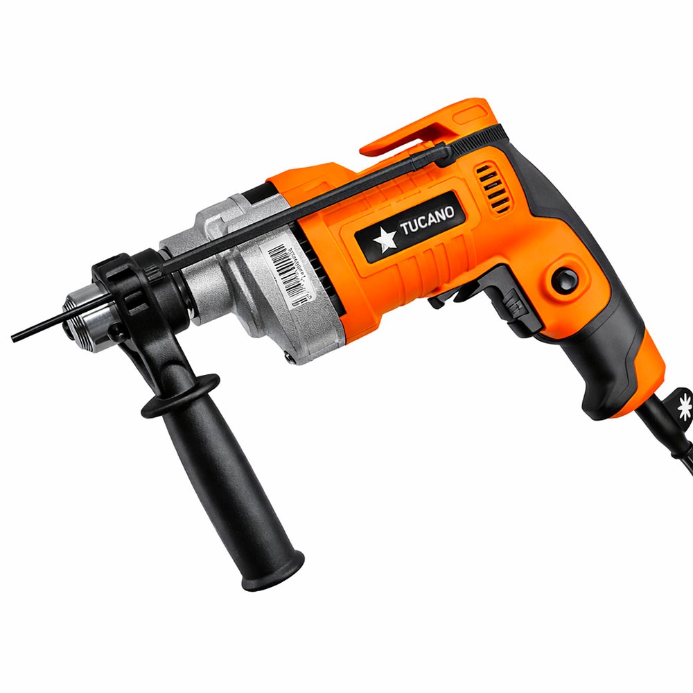 Furadeira Tucano TC-S8703 13mm 3000RPM 110V Laranja Mandril 1/2 Pol Potente Profissional Velocidade Variável Reversível Impacto e Rotação