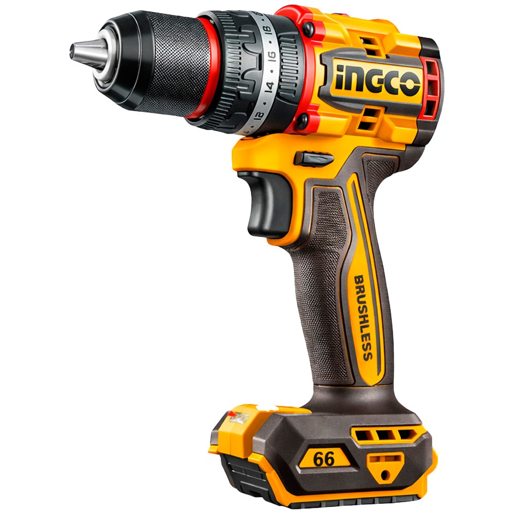 Furadeira Parafusadeira Impacto Ingco CIDLI20668 20V Sem Fio Bateria Íon-Lítio 2000RPM Mandril 13mm 2 Velocidades Profissional Preto Laranja