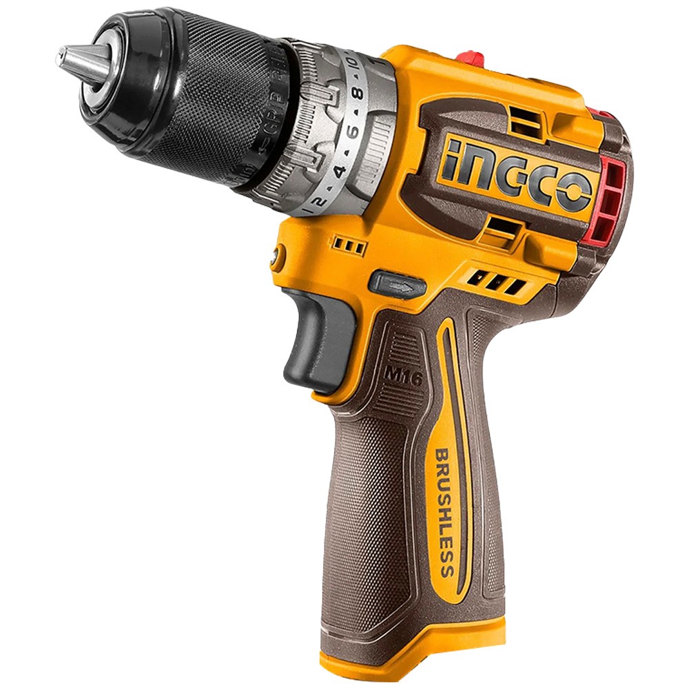 Furadeira Parafusadeira Impacto Ingco CIDLI16682 20V Sem Fio 2000RPM Bateria Íon-Lítio Mandril 13mm Torque 55Nm Profissional Preto Laranja
