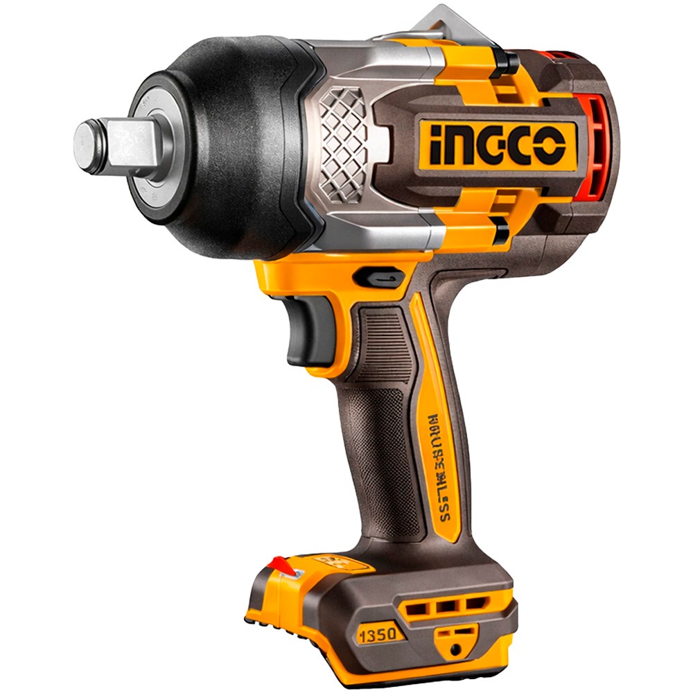Chave de Impacto Ingco CIWLI20135 20V Sem Fio 1800RPM 350Nm Bateria Recarregável Motor Brushless Profissional Preto Laranja