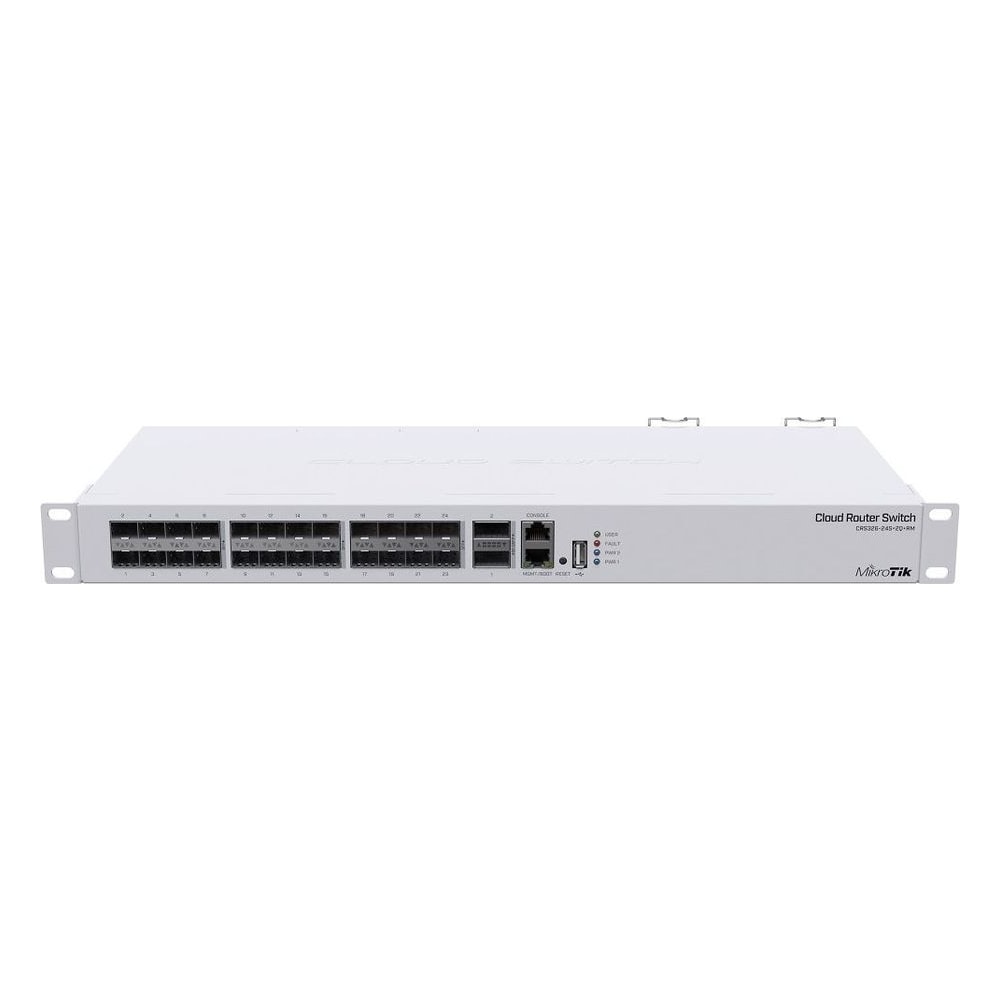 Switch Mikrotik Cloud Router CRS326-24S+2Q+RM L5 24 Portas SFP+ 10Gbps 2 Portas QSFP+ 40Gbps Gerenciavel Rackmount Fonte Dupla Redundancia D