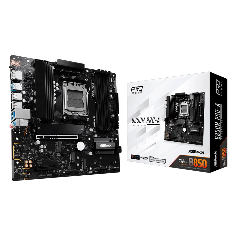 Placa Mãe Micro ATX ASRock B850M PRO-A DDR5 Socket AM5 Chipset B850