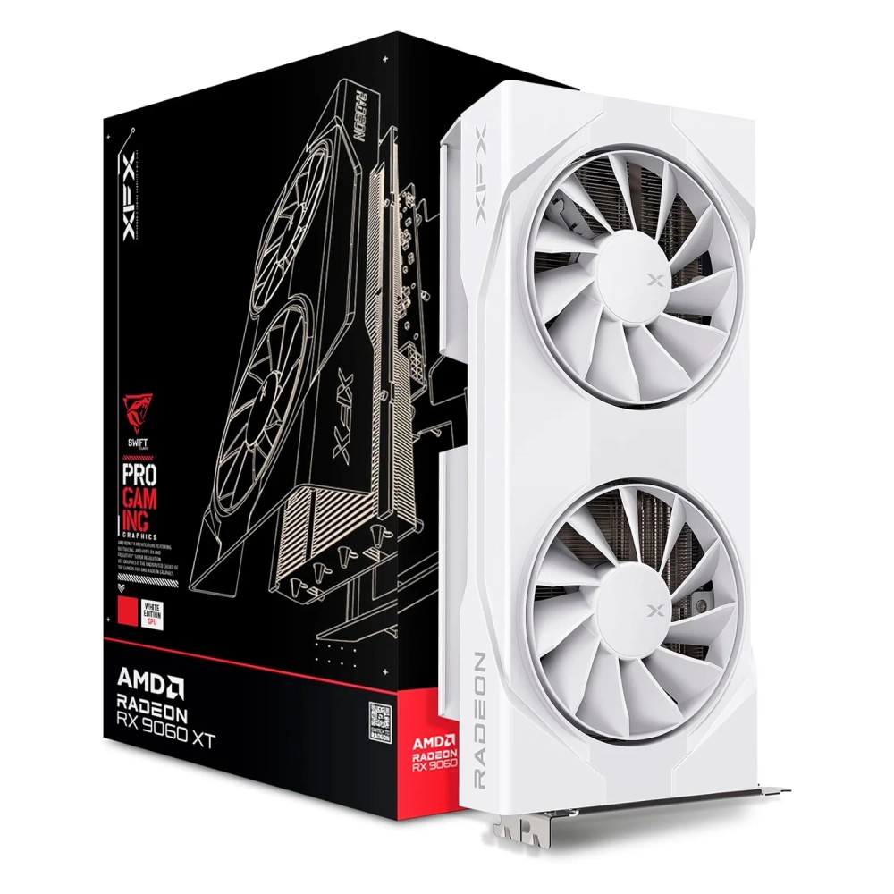 Placa de Vídeo XFX Swift OC White AMD Radeon RX-9060XT 8GB GDDR6 - RX-96TSW8GWQ