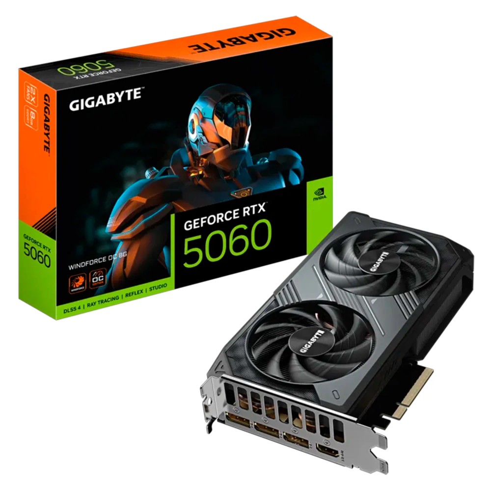 Placa de Vídeo Gigabyte RTX 5060 8GB GDDR7 Windforce Desempenho Avançado
