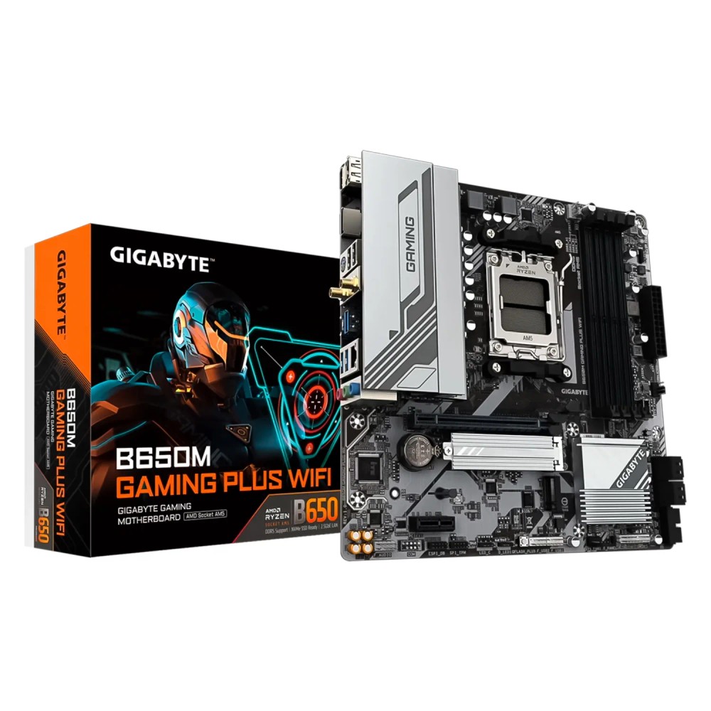 Placa Mãe Micro ATX Gigabyte B650M Gaming Plus AM5 com WiFi DDR5