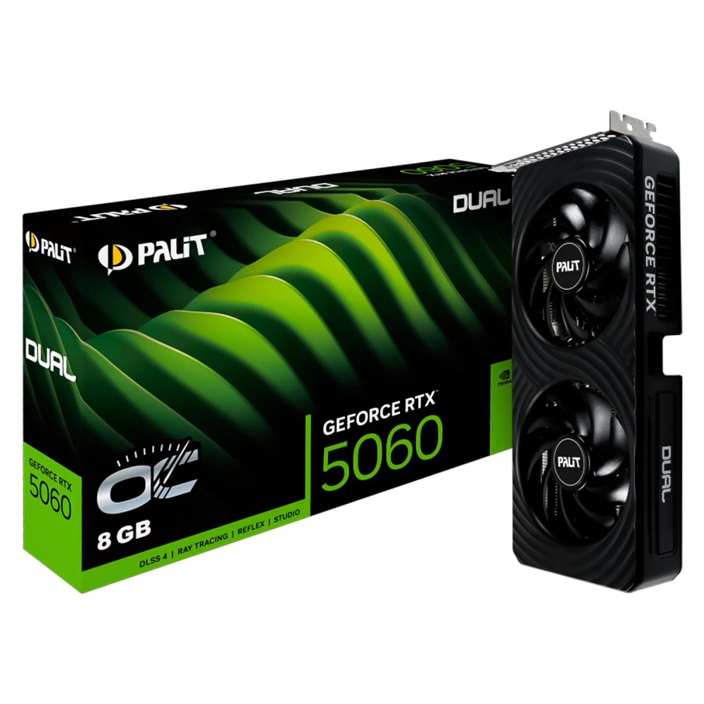 Placa de Vídeo Palit Dual OC NVIDIA GeForce RTX-5060 8GB GDDR7 - NE75060S19P1-GB2063D