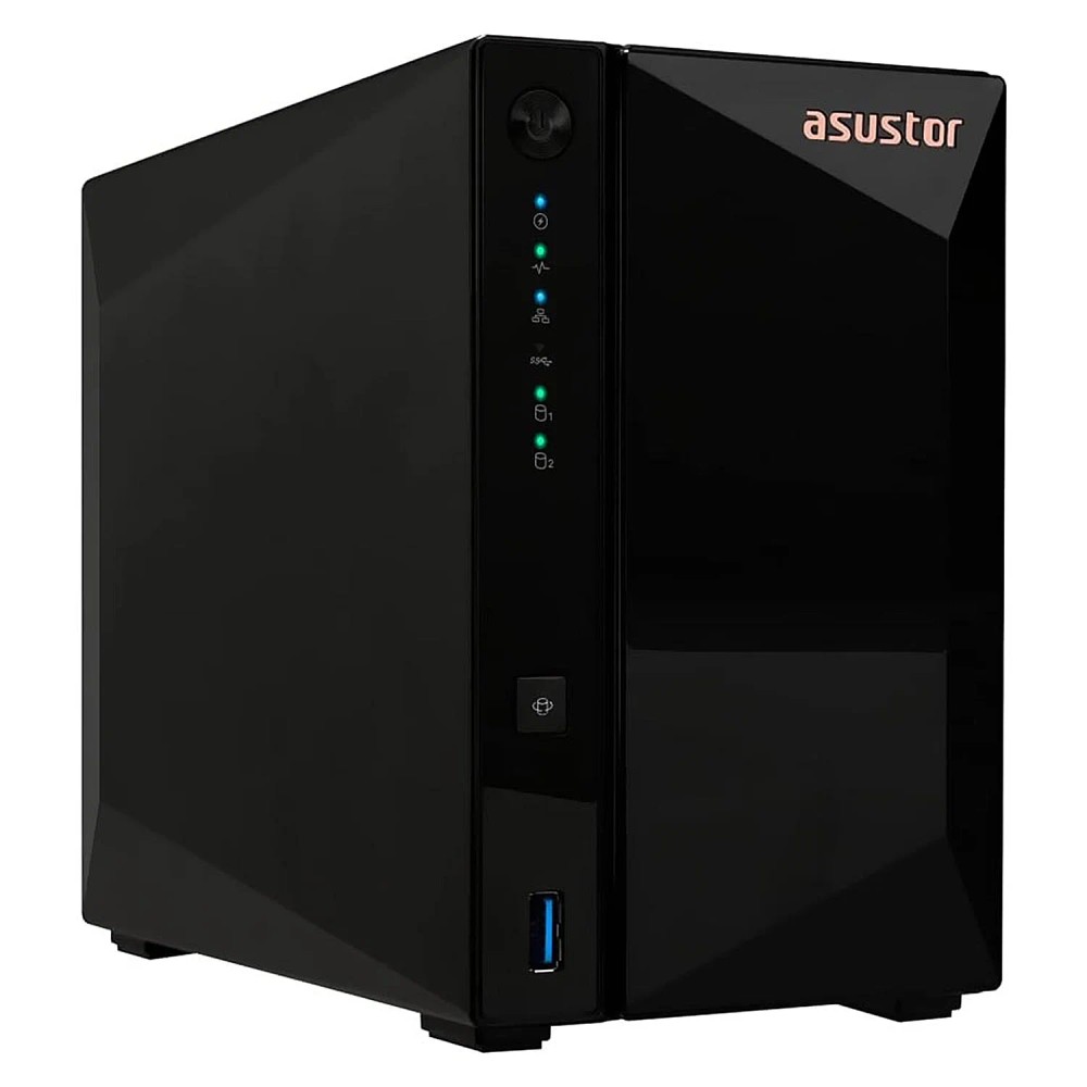 Servidor NAS Asustor AS3302T V2 Realtek RTD1619B 2 Baias 2.5GbE Preto Armazenamento de Rede Cloud Personalizado