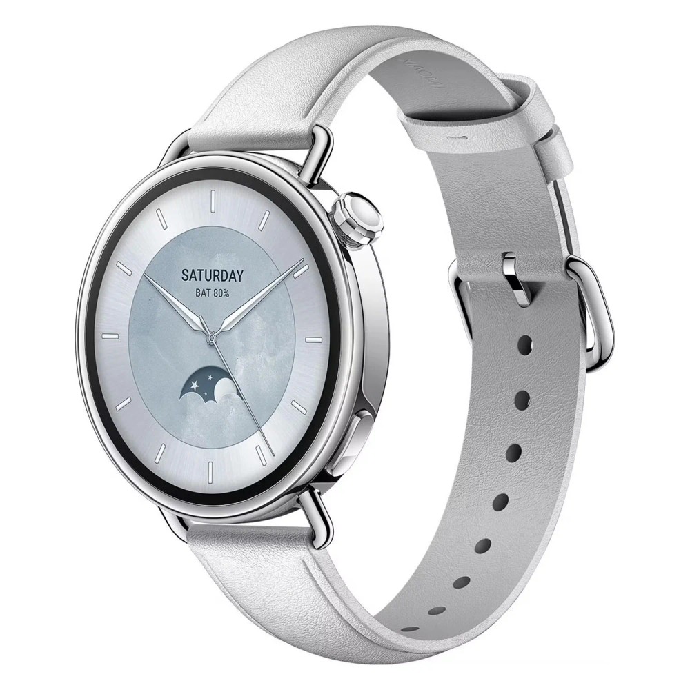 Relogio Inteligente Xiaomi Watch S4 41mm AMOLED Pulseira Couro Branco