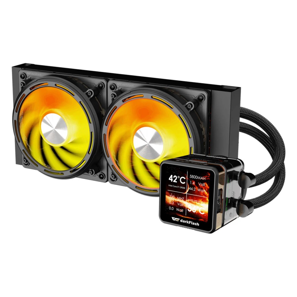 Water Cooler para Processador darkFlash Explore DE240 ARGB Display IPS 2.88" - Preto
