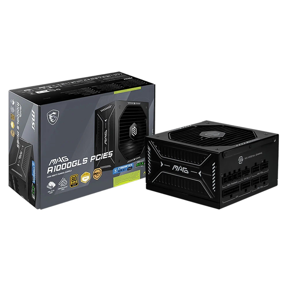 Fonte MSI MAG A1000GL PCIE5 306-7ZPIX12-CEO ATX 1000W 80 Plus Gold PFC Ativo Full Modular Bivolt - Preto