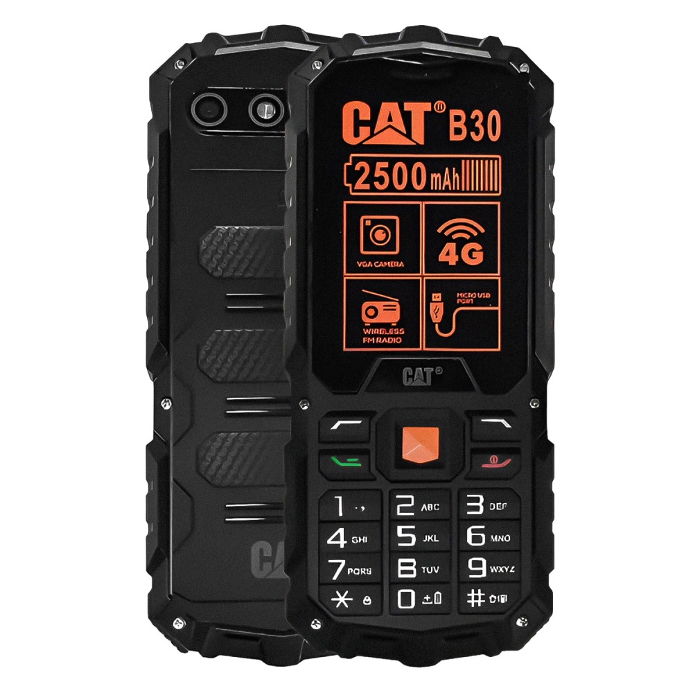 Celular Caterpillar B30 4G Dual SIM Tela 2.4" Robust Smartphone IP67 Resistente à Água Poeira Queda Bateria Longa Duração Preto