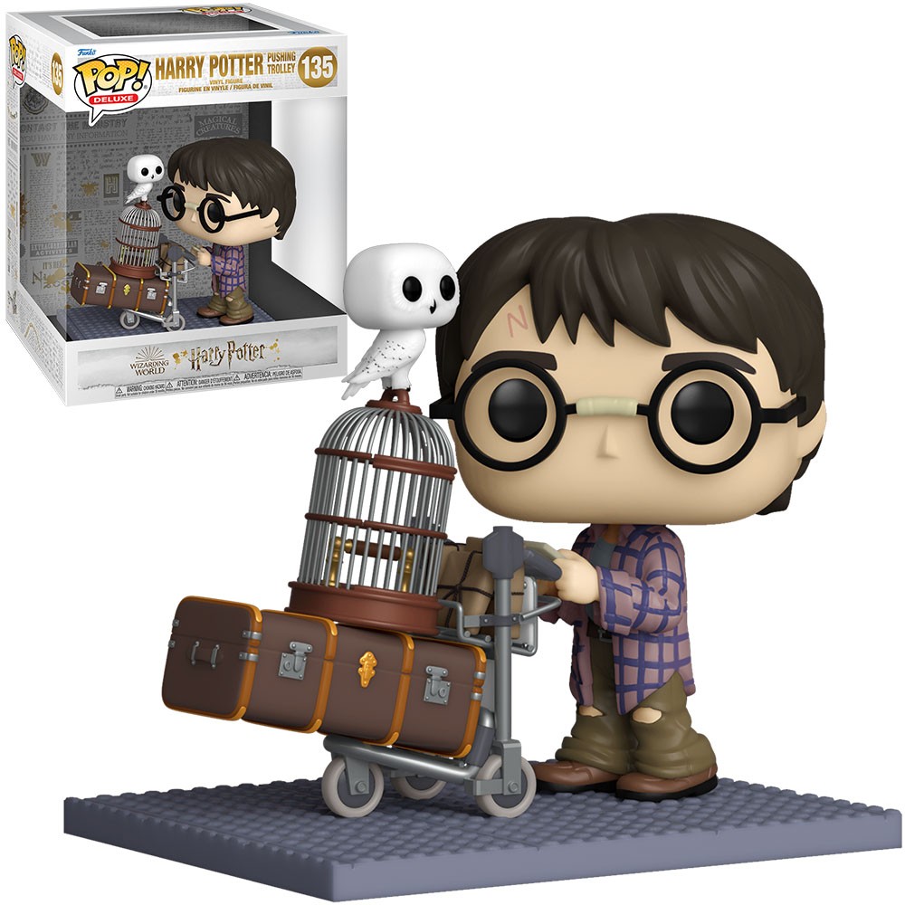 Boneco Funko Pop Deluxe Harry Potter Harry Pushing Trolley 135 Original Colecionável Vinil