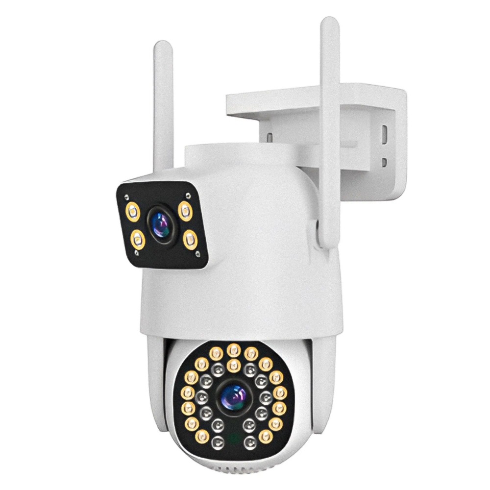 Câmera de Segurança Satellite A-CAM8009D 6MP Wi-Fi Visão Noturna Detecção de Movimento IP66 Branco