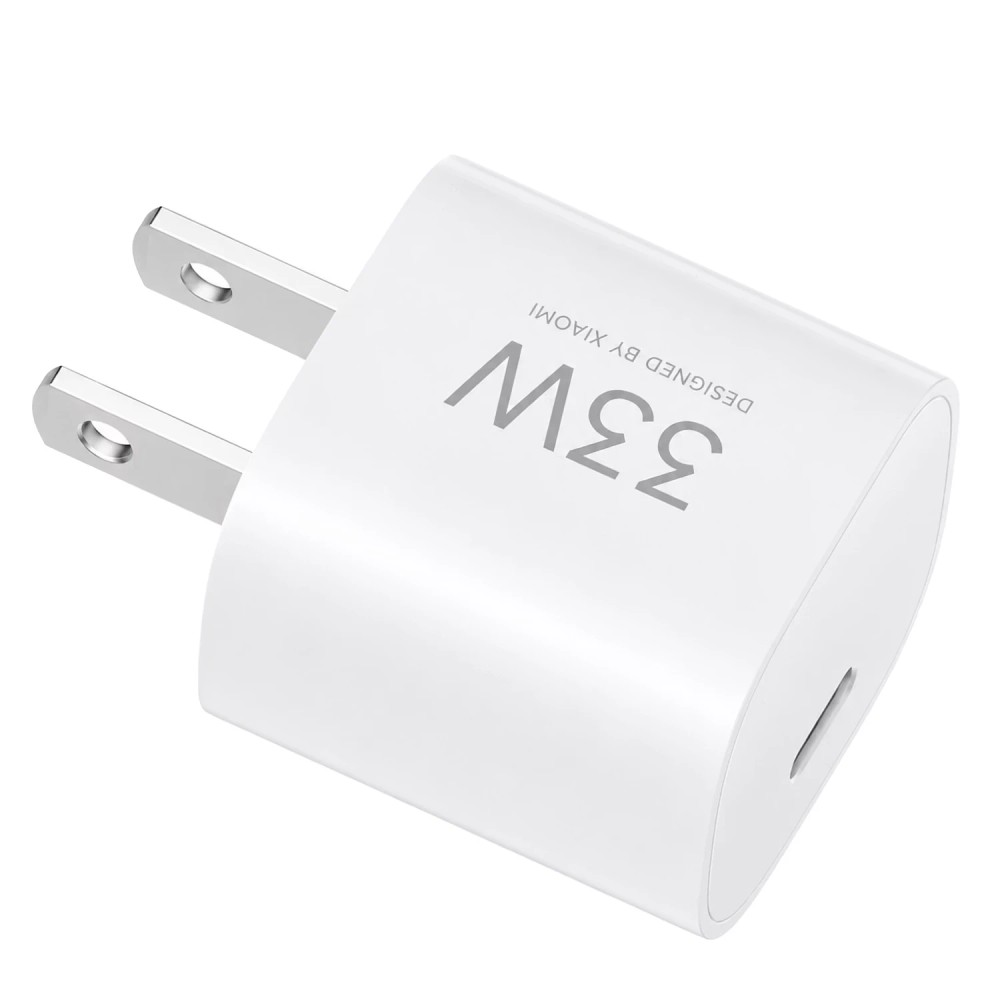 Carregador para Tomada Xiaomi 33W Nano Power Adapter Branco Compacto Rápido USB-C Compatível Smartphones Tablets