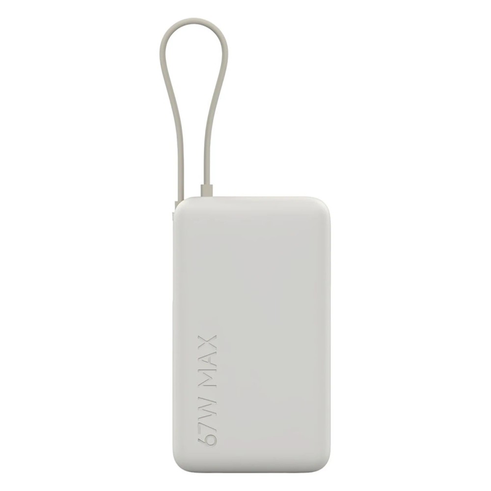 Carregador Portátil Xiaomi Power Bank 10000mAh 67W Bege Dual USB-C Rápido Compacto Bateria Externa