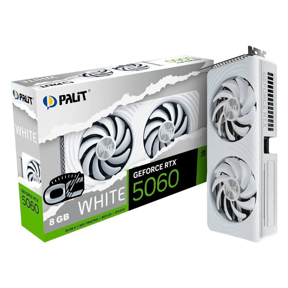 Placa de Vídeo Palit RTX-5060 White OC 8GB GDDR7 Ray Tracing