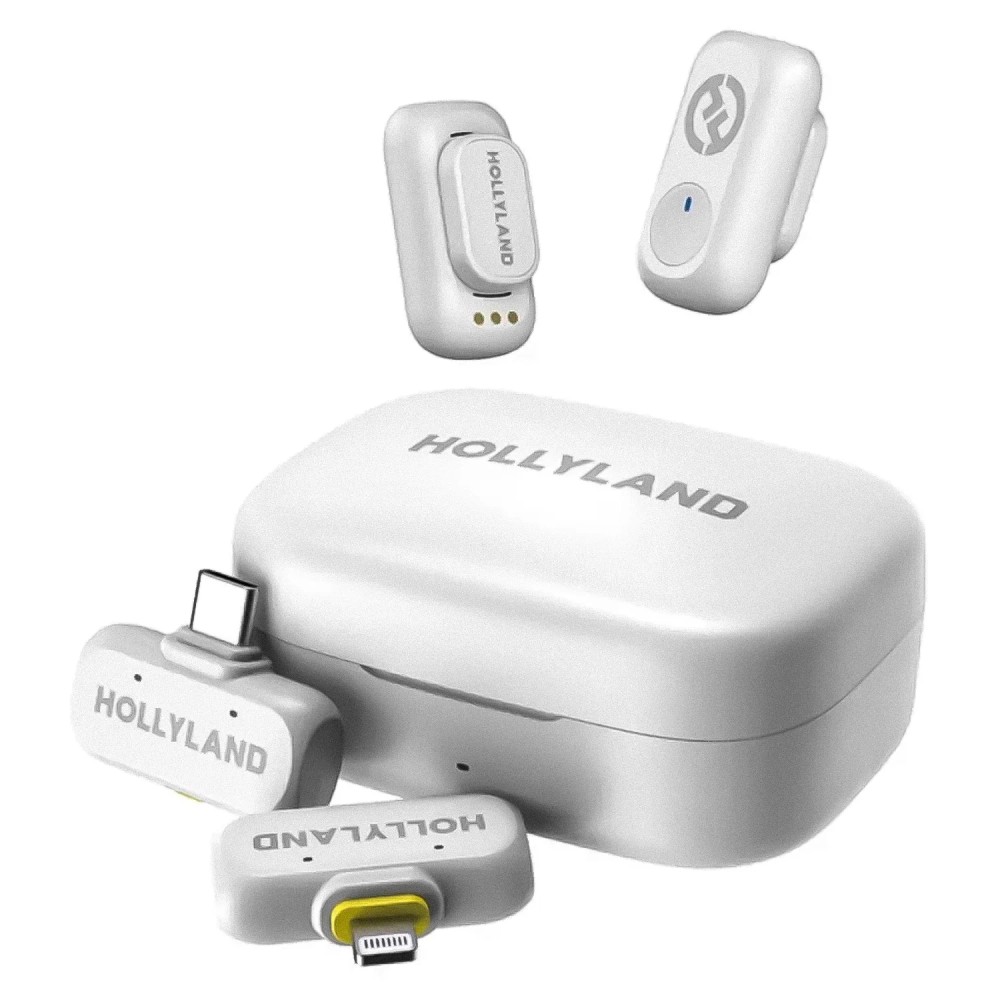 Microfone Lapela Sem Fio Hollyland Lark A1 USB-C Lightning para Smartphone Branco Alta Qualidade Áudio Compacto
