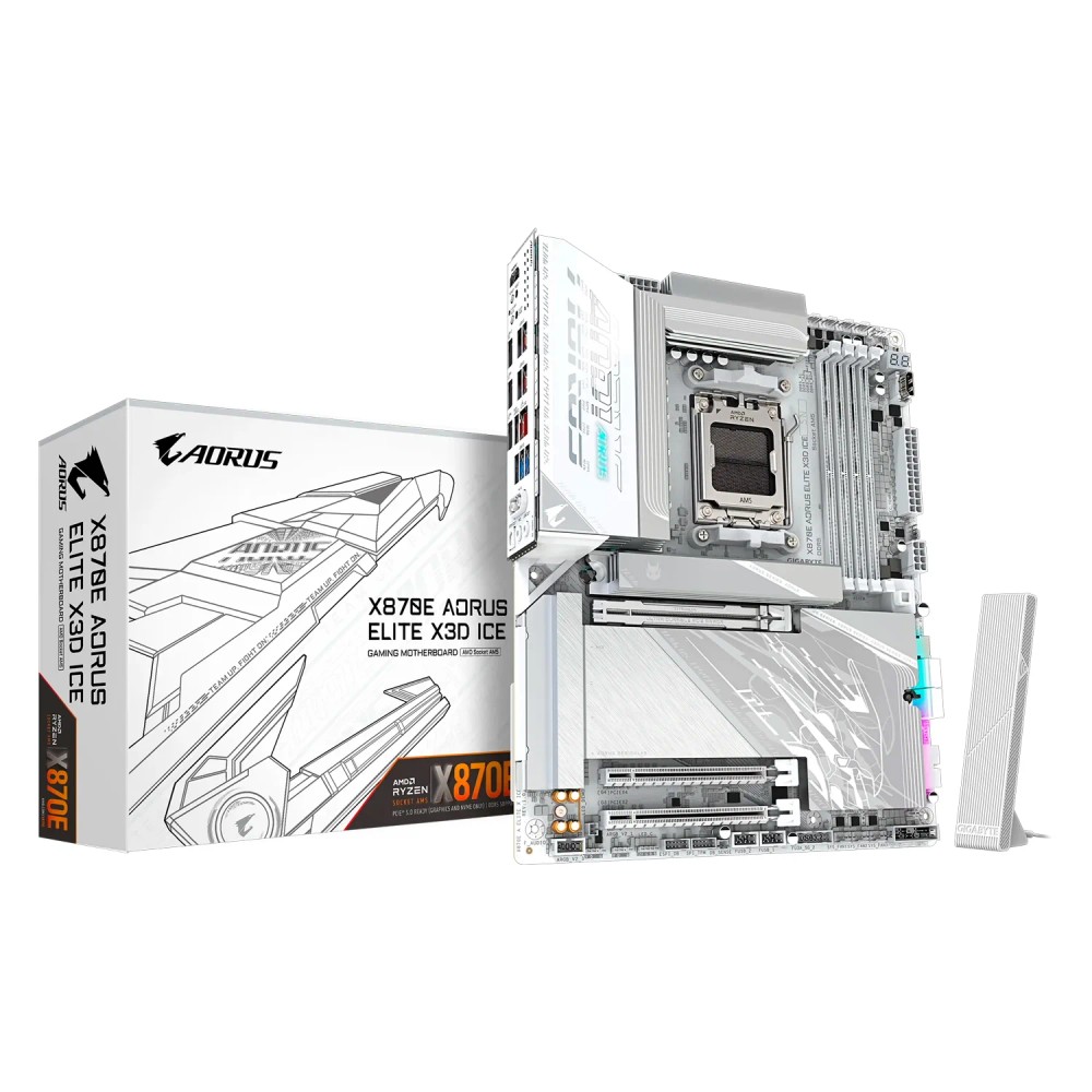 Placa Mãe ATX Gigabyte AORUS X870E ICE DDR5 Socket AM5 Desempenho Alto