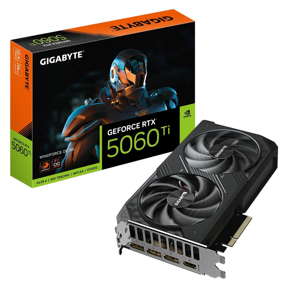 Placa de Vídeo Gigabyte Windforce OC NVIDIA GeForce RTX-5060Ti 8GB GDDR7 - GV-N506TWF2OC-8GD