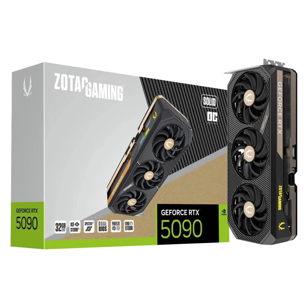 Placa de Vídeo Zotac Gaming Solid OC NVIDIA GeForce RTX-5090 32GB GDDR7 - ZT-B50900J-10A