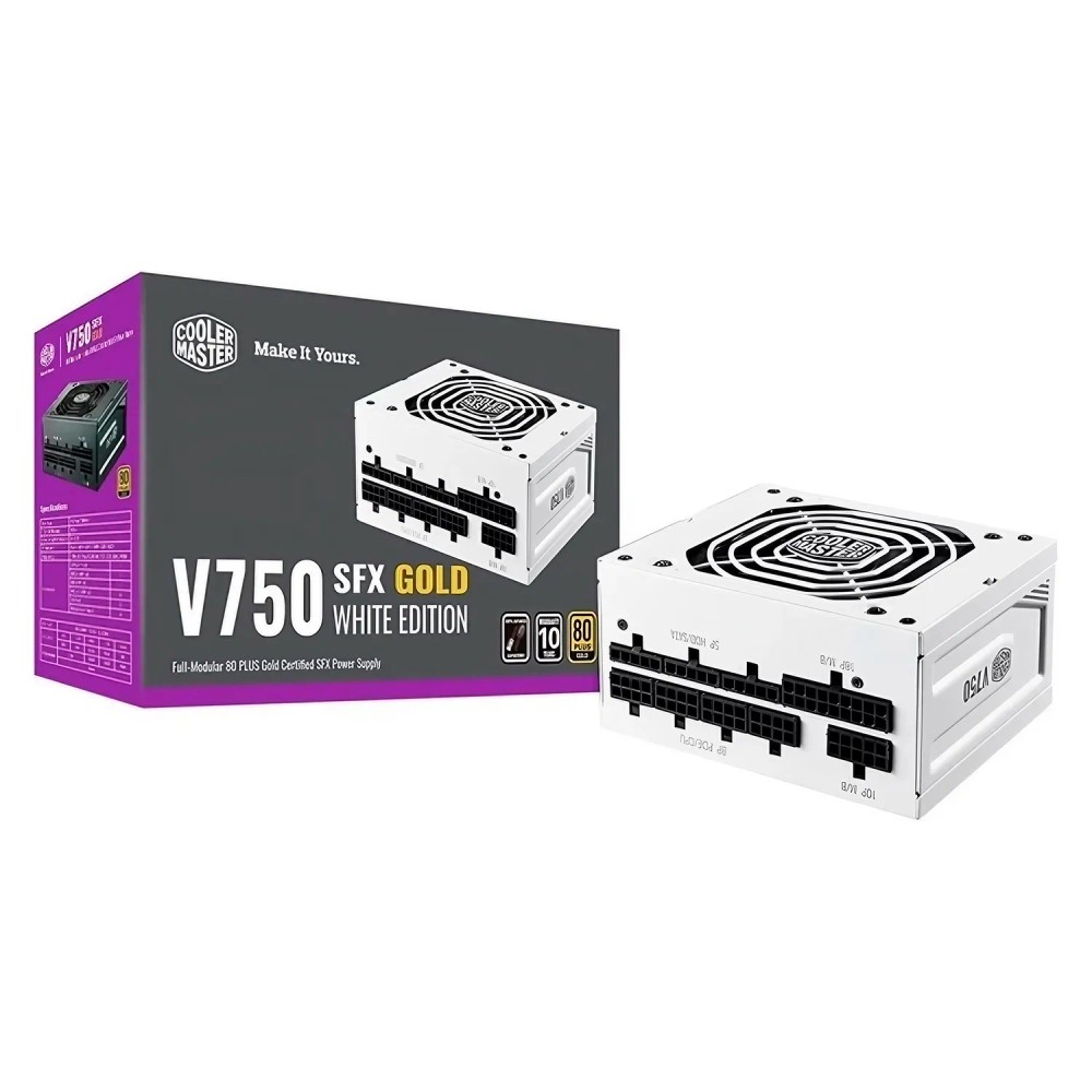 Fonte Cooler Master V750 SFX MPY-7501-SFHAGV-WU ATX 750W 80 Plus Gold PFC Ativo Full Modular Bivolt - Branco