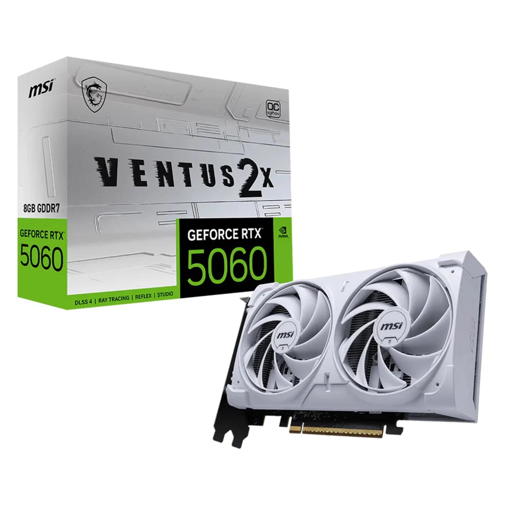 Placa de Vídeo MSI RTX-5060 8GB GDDR7 Ventus 2X OC Branca