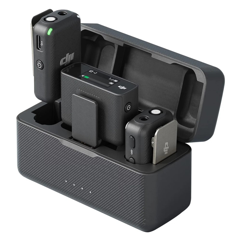 Microfone Lapela Sem Fio DJI Mic Mini 2 para Smartphone 1 TX 1 RX Caixa de Carregamento Bluetooth Preto
