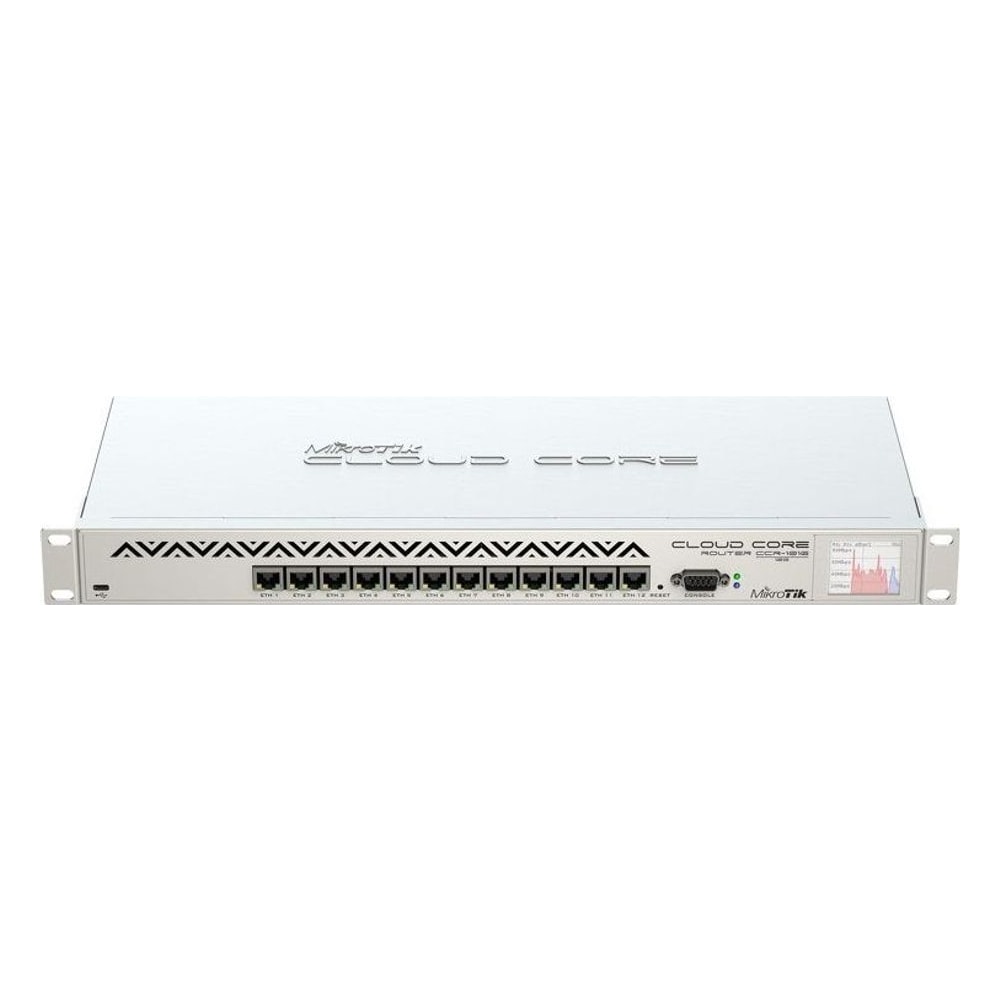 Roteador Mikrotik Cloud Core Router CCR1016-12G 12 Portas Gigabit Ethernet 16 Núcleos 1.2GHz 2GB RAM Rack 1U RouterOS L6 Profissional