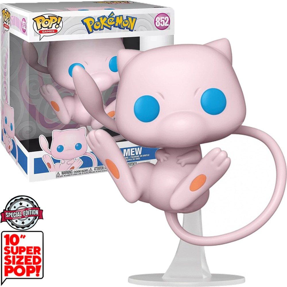Boneco Funko Pop Pokémon Exclusivo Mew 852 Super Sized 10 Polegadas Vinil Original