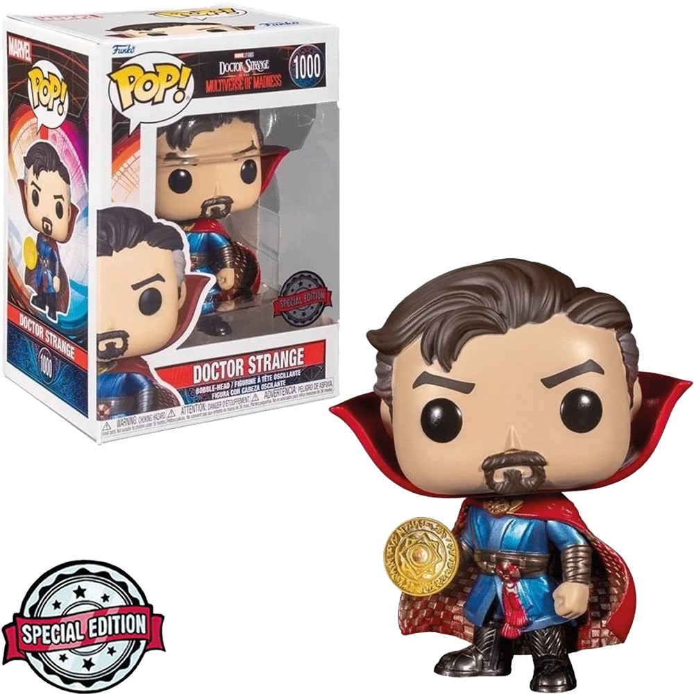 Boneco Funko Pop Marvel Doutor Estranho Multiverso da Loucura 1000 Metallic Exclusivo Vinil Original