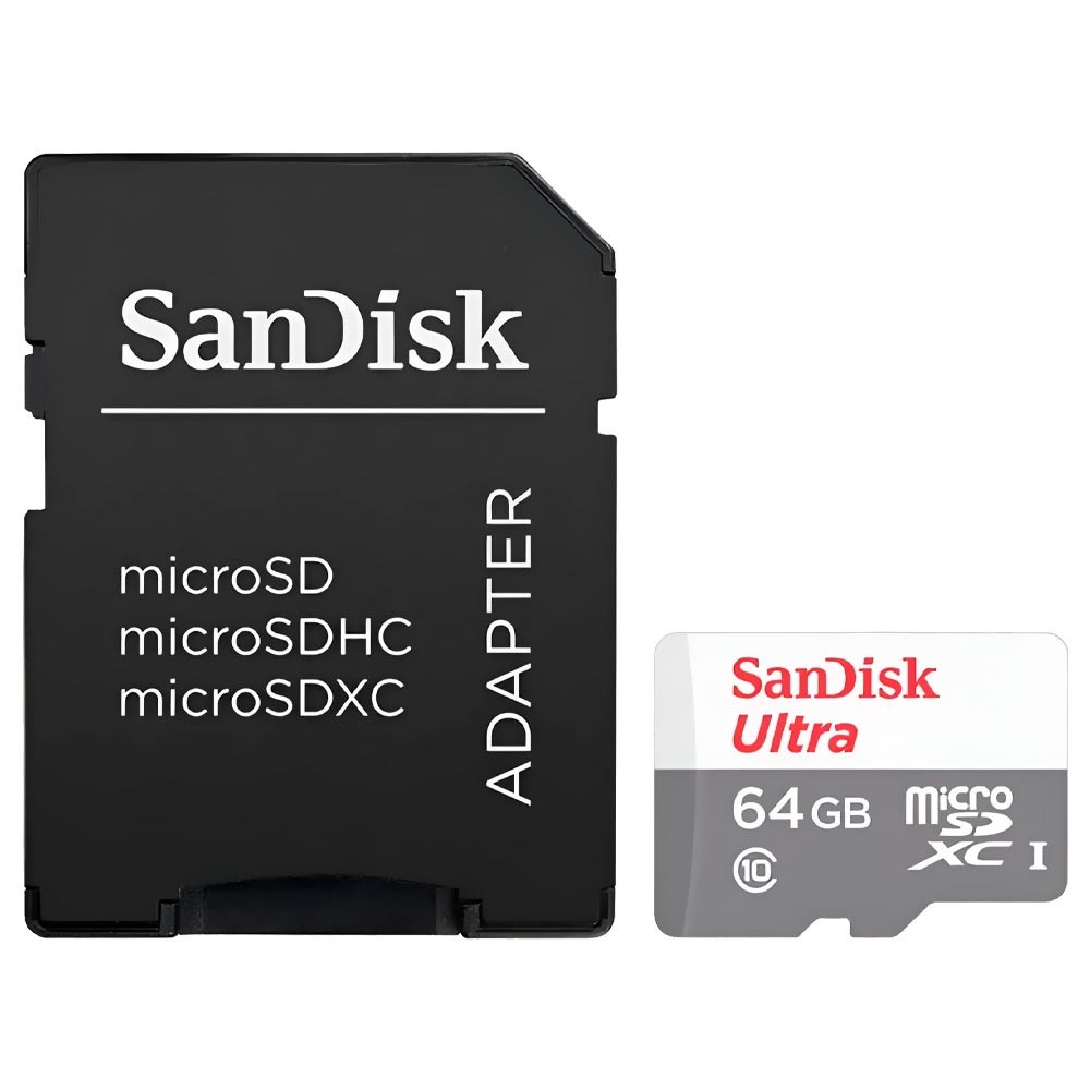 Cartão de Memória MicroSD 64GB SanDisk Ultra A1 140MBs com Adaptador SD