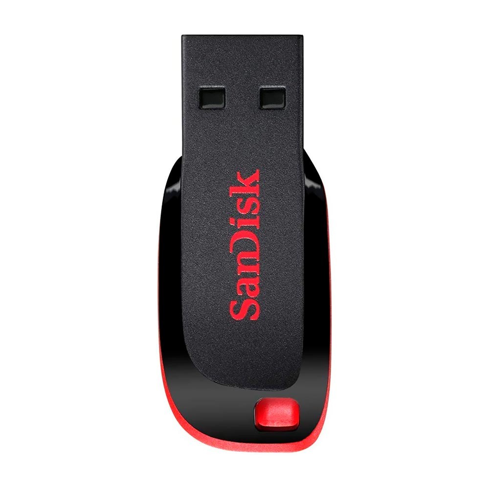 Pendrive SanDisk Cruzer Blade 128GB USB 2.0 Preto e Vermelho