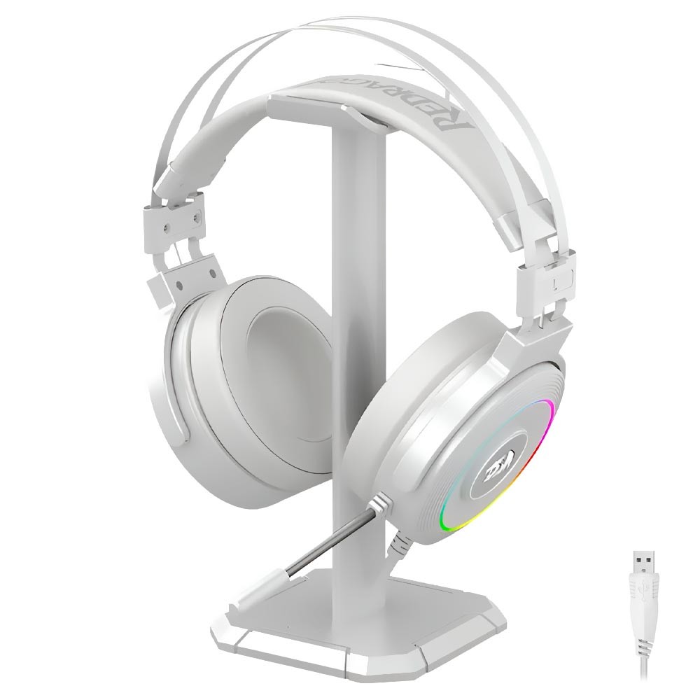 Fone de Ouvido Gamer Redragon Lamia 2 H320W-RGB com Fio Branco Iluminação RGB