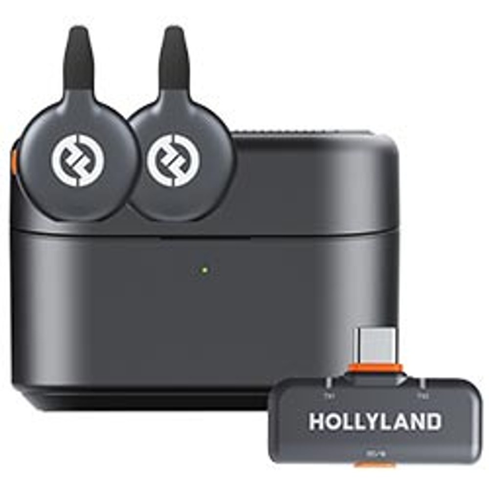 Microfone Sem Fio Hollyland Lark M2S Lavalier Duo USB-C Space Cinza 2 Canais Alta Qualidade Áudio Profissional