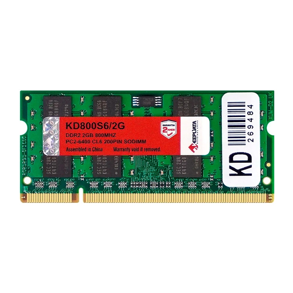Memória RAM Notebook KeepData KD800S6/2G 2GB DDR2 800MHz SODIMM PC2-6400 Upgrade Desempenho Alta Compatibilidade