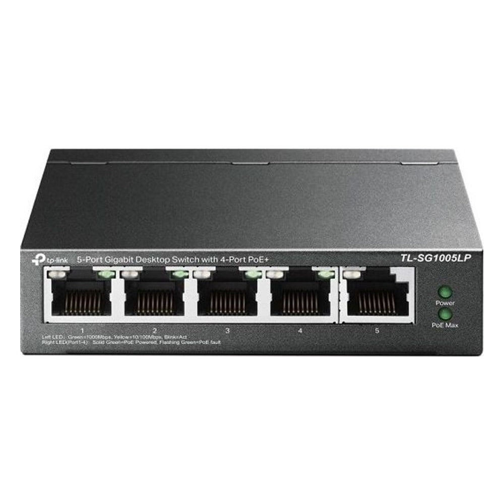 Switch TP-Link TL-SG1005LP 5 Portas 10/100/1000Mbps 4 Portas PoE+ Gigabit Metalico Gerenciável