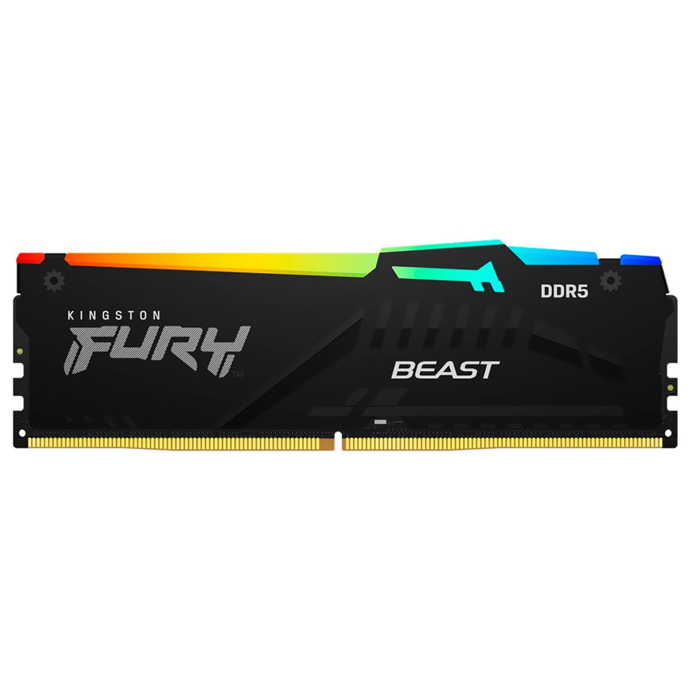 Memória RAM DDR5 Kingston Fury Beast 32GB 6000MHz Iluminação RGB Preta