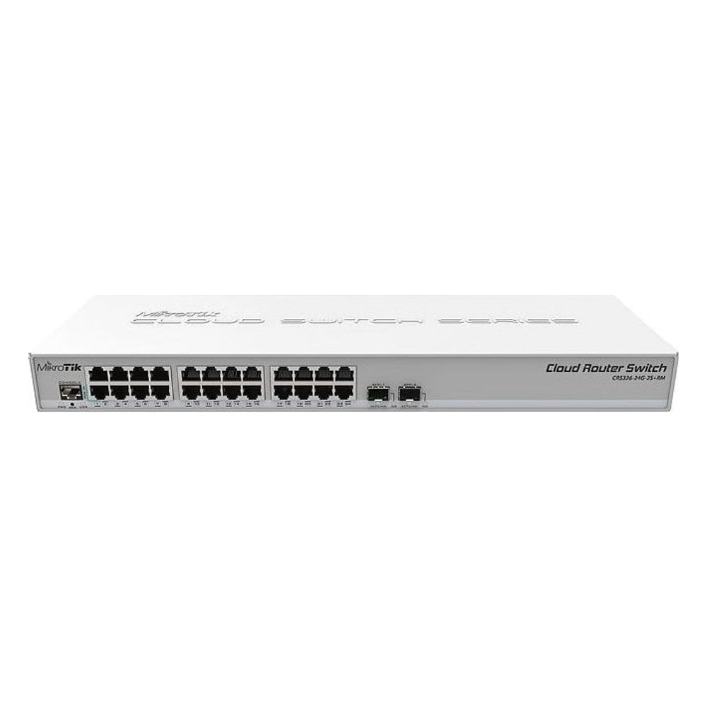 Roteador Switch Mikrotik Cloud Router CRS326-24G-2S+RM L5 24 Portas Gigabit 2x SFP+ Dual Boot RouterOS SwOS Rackmount 1U