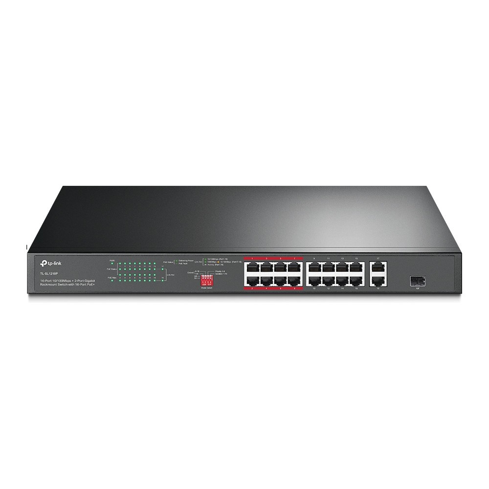 Switch TP-Link TL-SL1218P 16 Portas 10/100Mbps 2Giga PoE+ SFP 16 Posição Rede Ethernet Gerenciamento Simples
